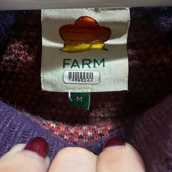 Farm Rio striped patchwork sweater boho acrylic wool blend medium - Picture 5 of 10